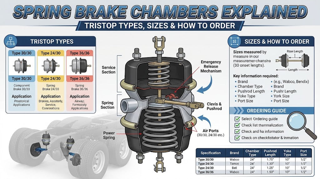 Spring Brake Chambers Explained: Tristop Types, Sizes and How to Order