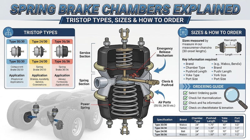 Spring Brake Chambers Explained: Tristop Types, Sizes and How to Order